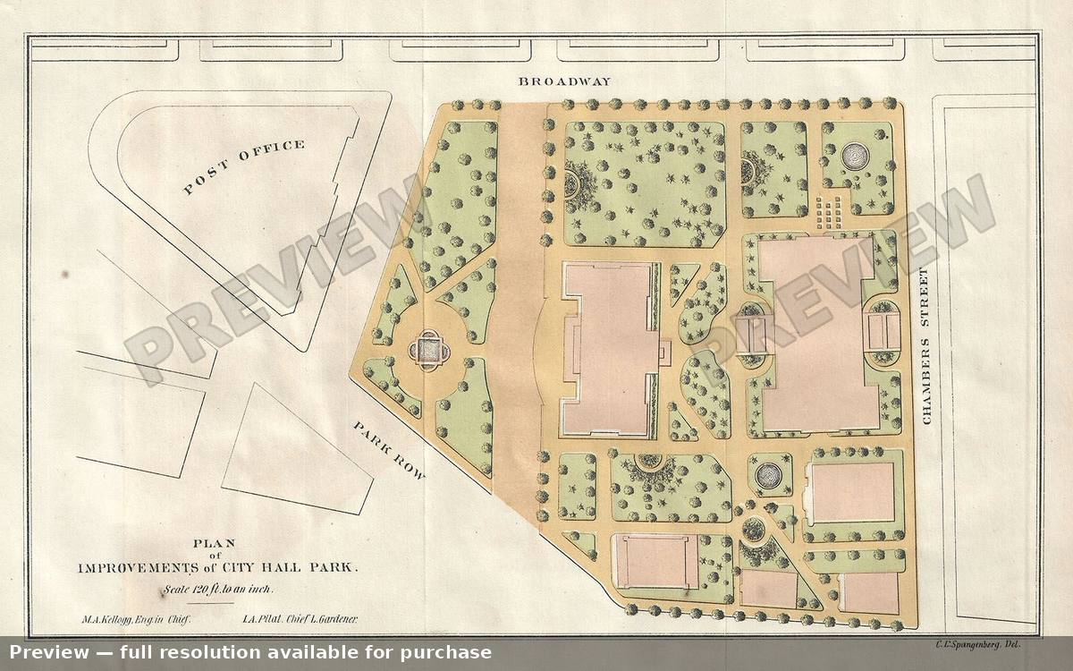 Antique map: Improvements City Hall Park, 1871