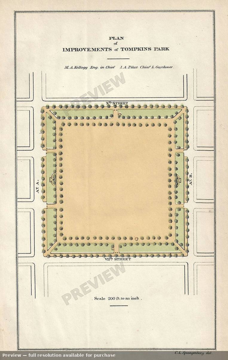 Antique map: Improvements Tompkins Park, 1871