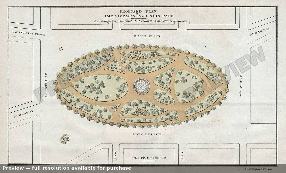 Antique map: Improvements Union Park, 1871, 1871