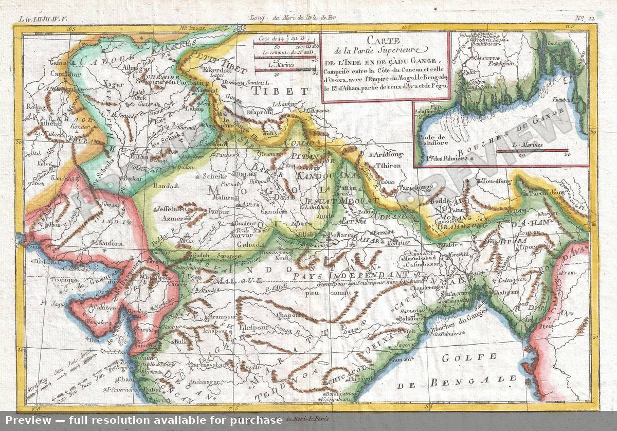 Antique map: Inde Superieure, 1780, 1780