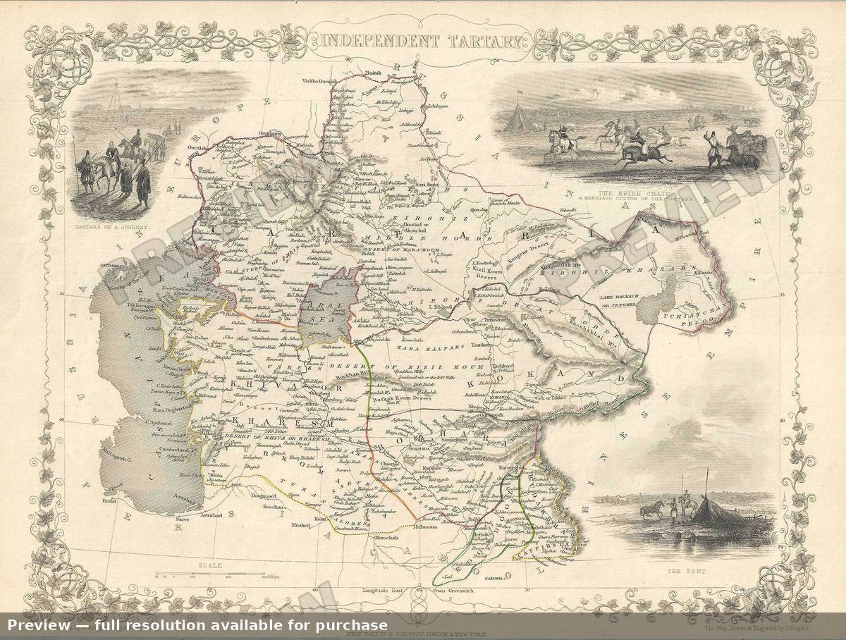 Antique map: Independent Tartary, 1851