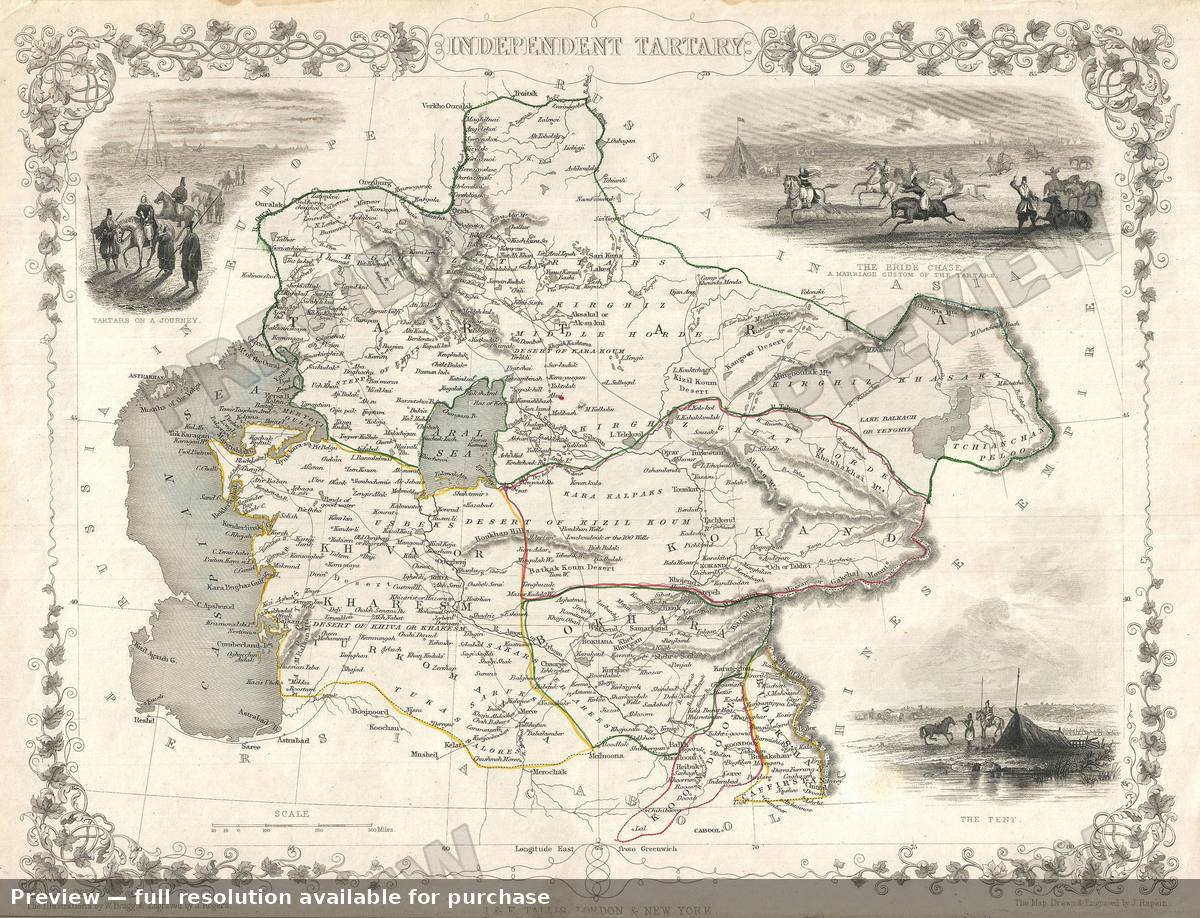 Antique map: Indepndent Tartary, 1851