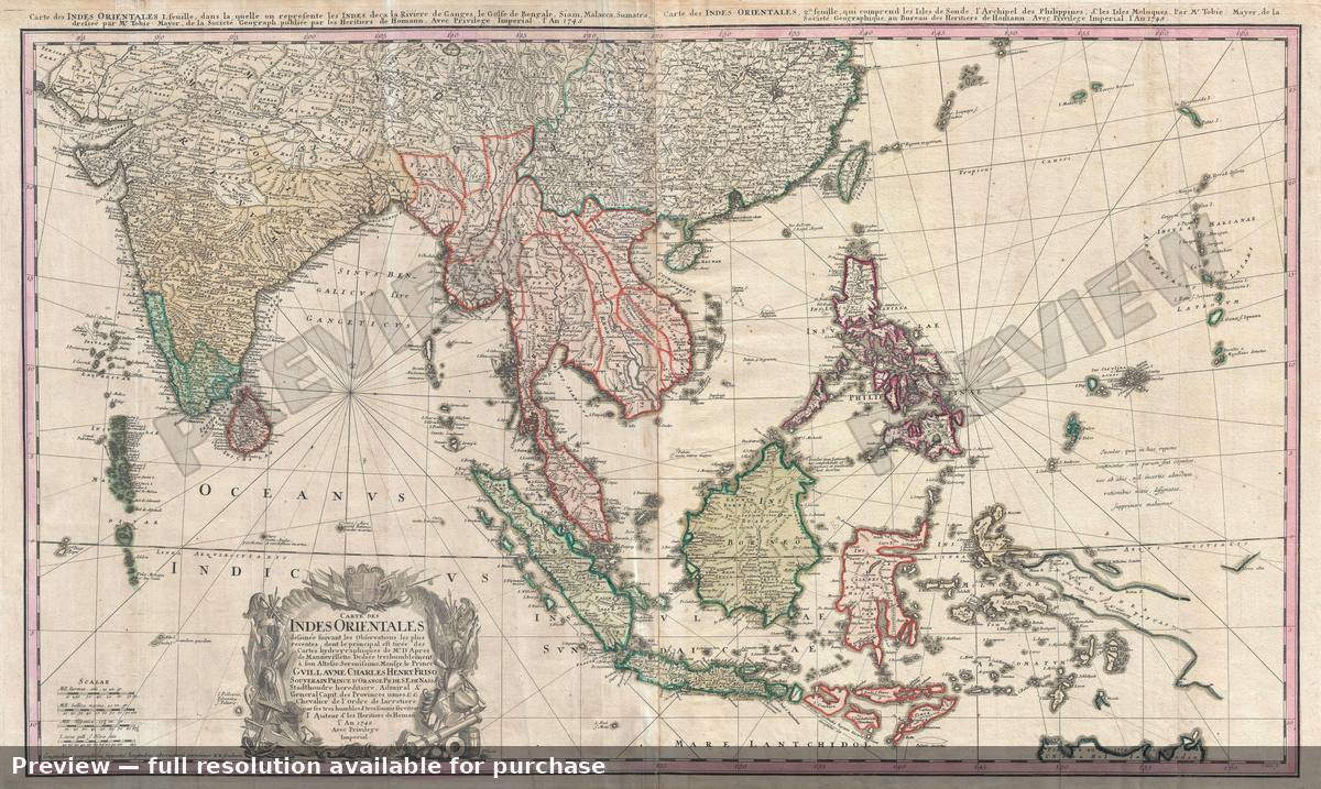 Antique map: Indes Orientales, 1748, 1748