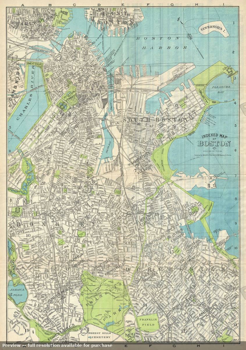 Antique map: Indexed Boston, 1925