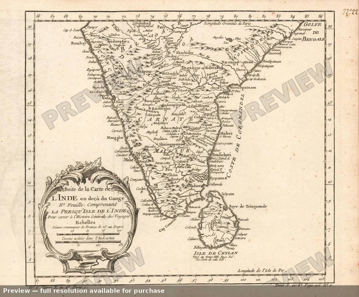 Antique map: India, 1780, 1780