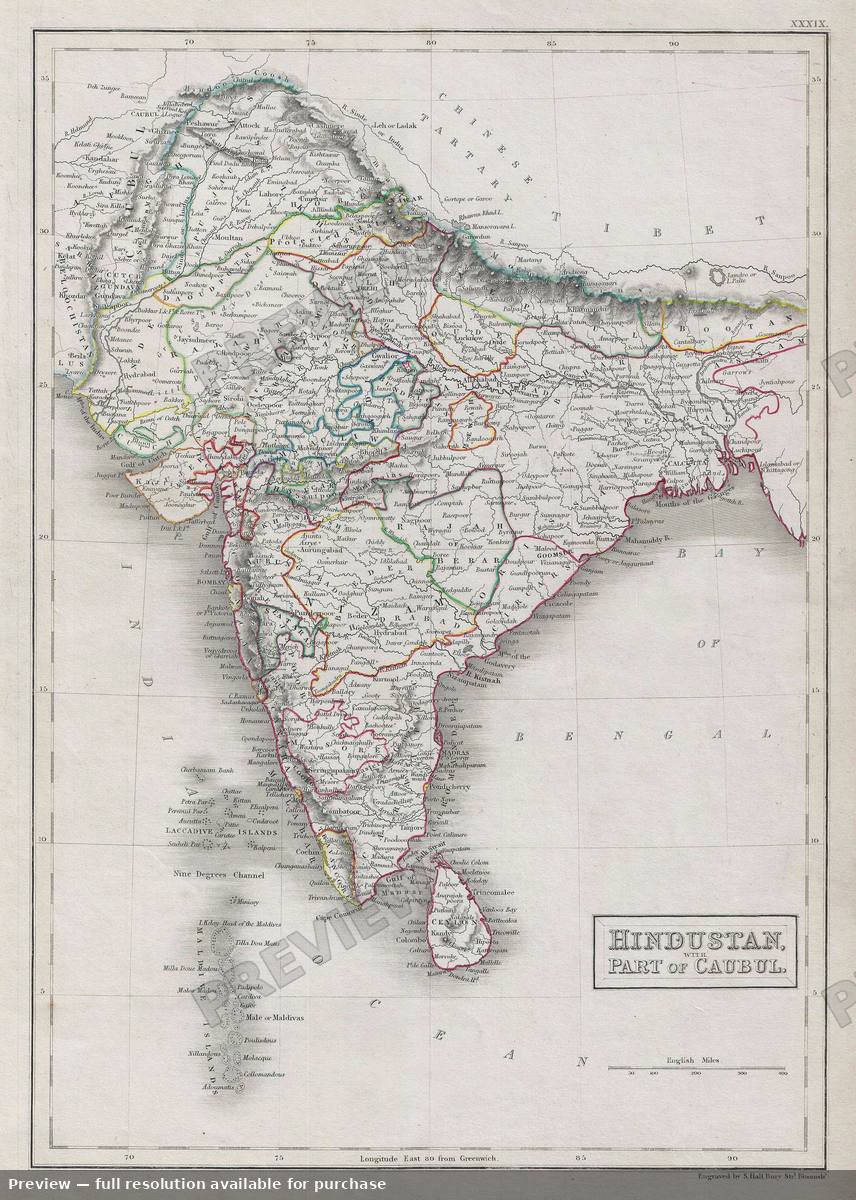 Antique map: India, 1840