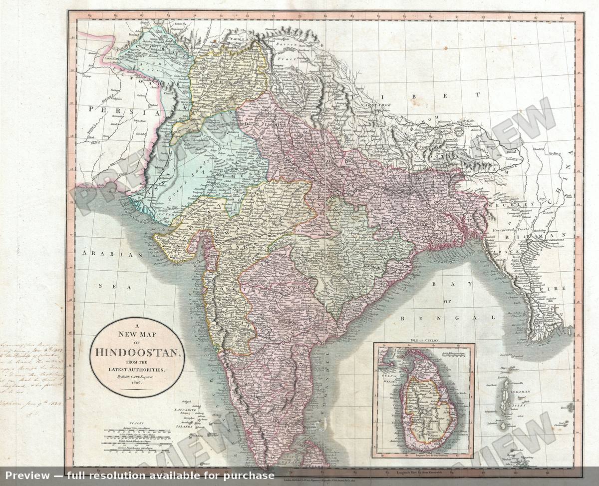 Antique map: India, 1806, 1806