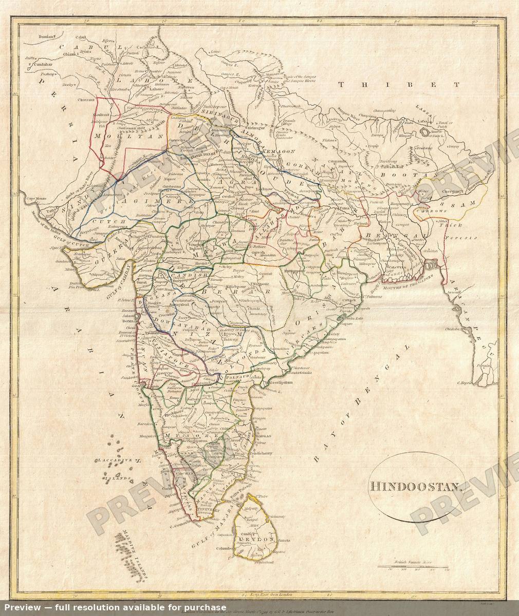 Antique map: India, 1799