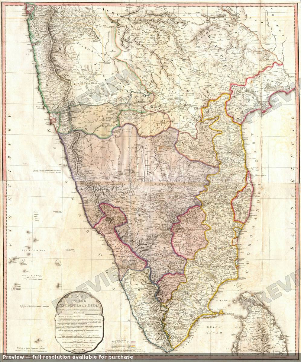Antique map: India, 1793