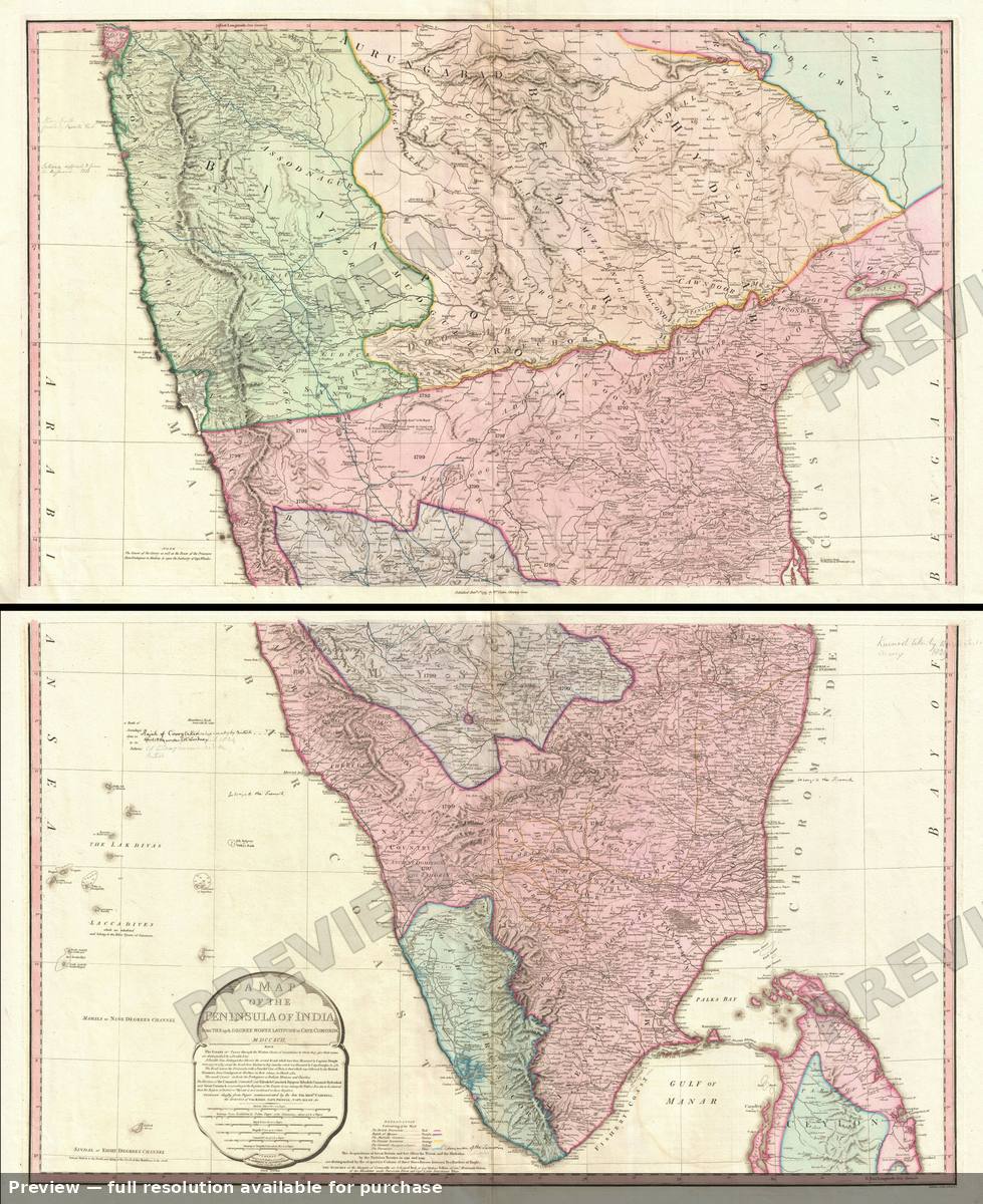 Antique map: India, 1795