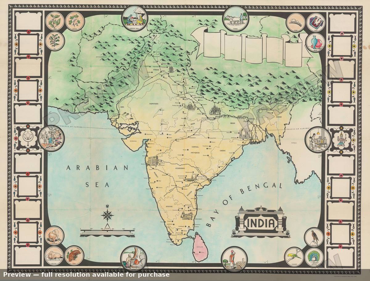 Antique map: India, 1946