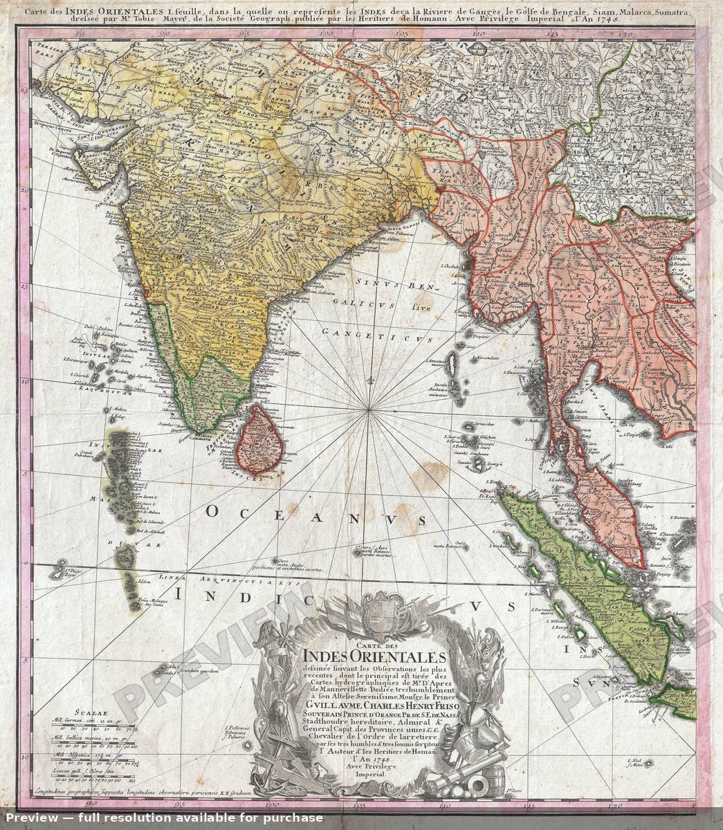 Antique map: India, 1748, 1748