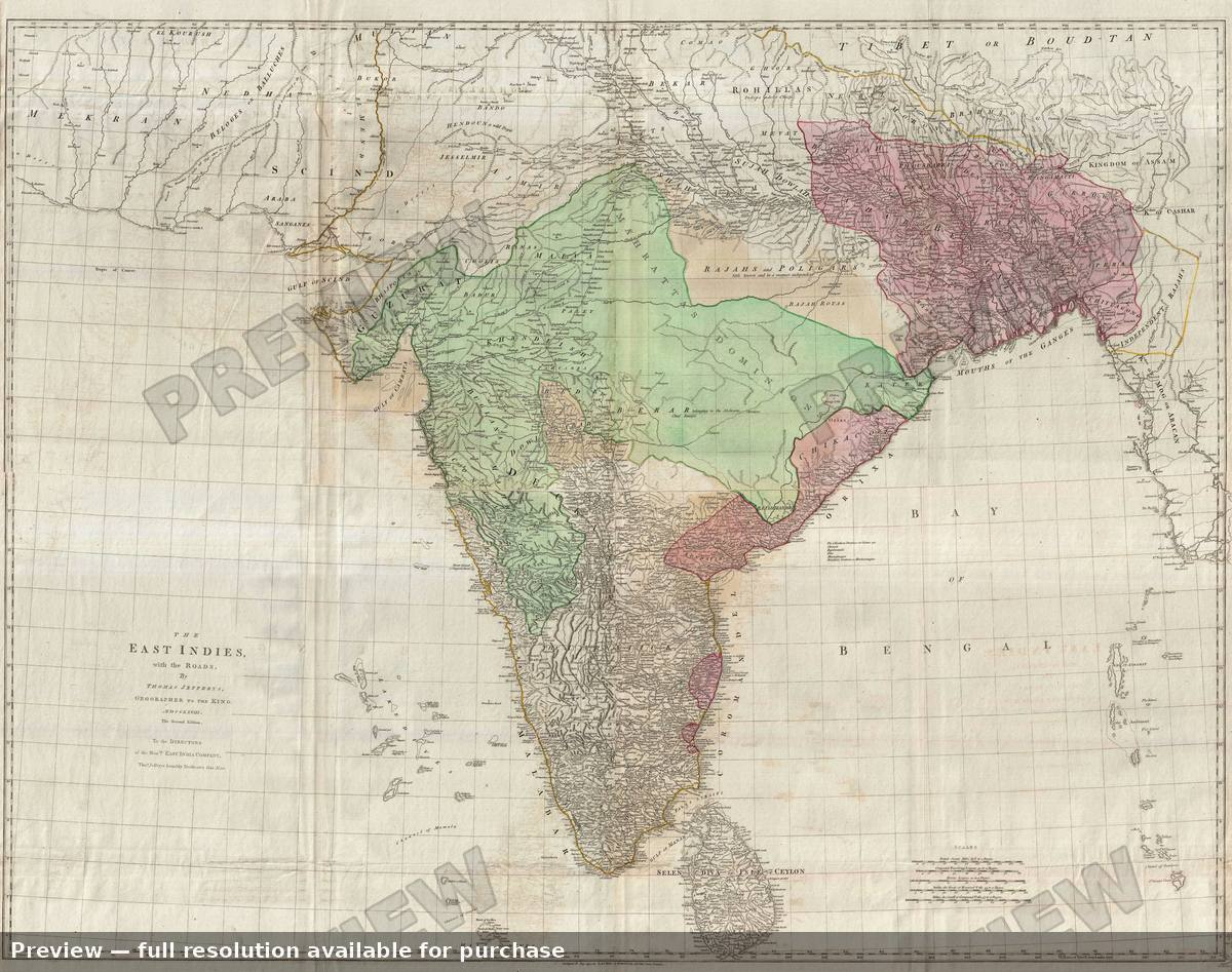 Antique map: India, 1794