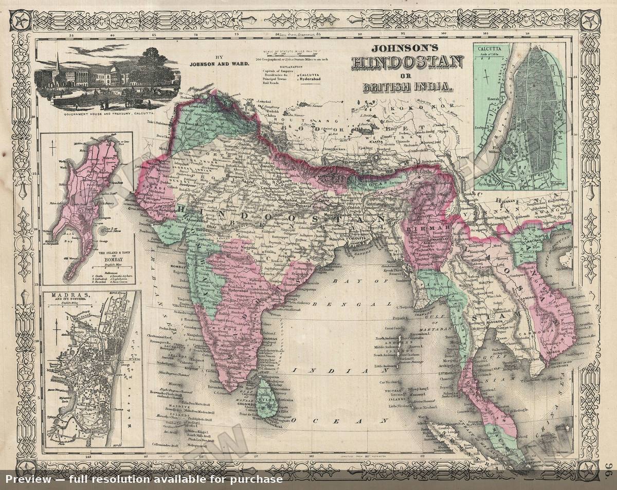 Antique map: India, 1865, 1865
