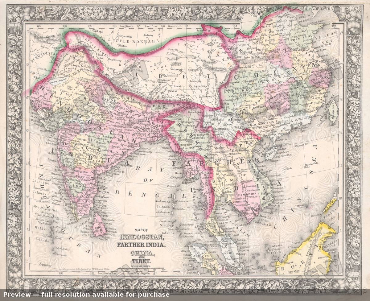 Antique map: India, 1864