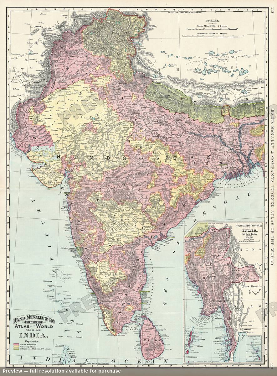 Antique map: India, 1895, 1895
