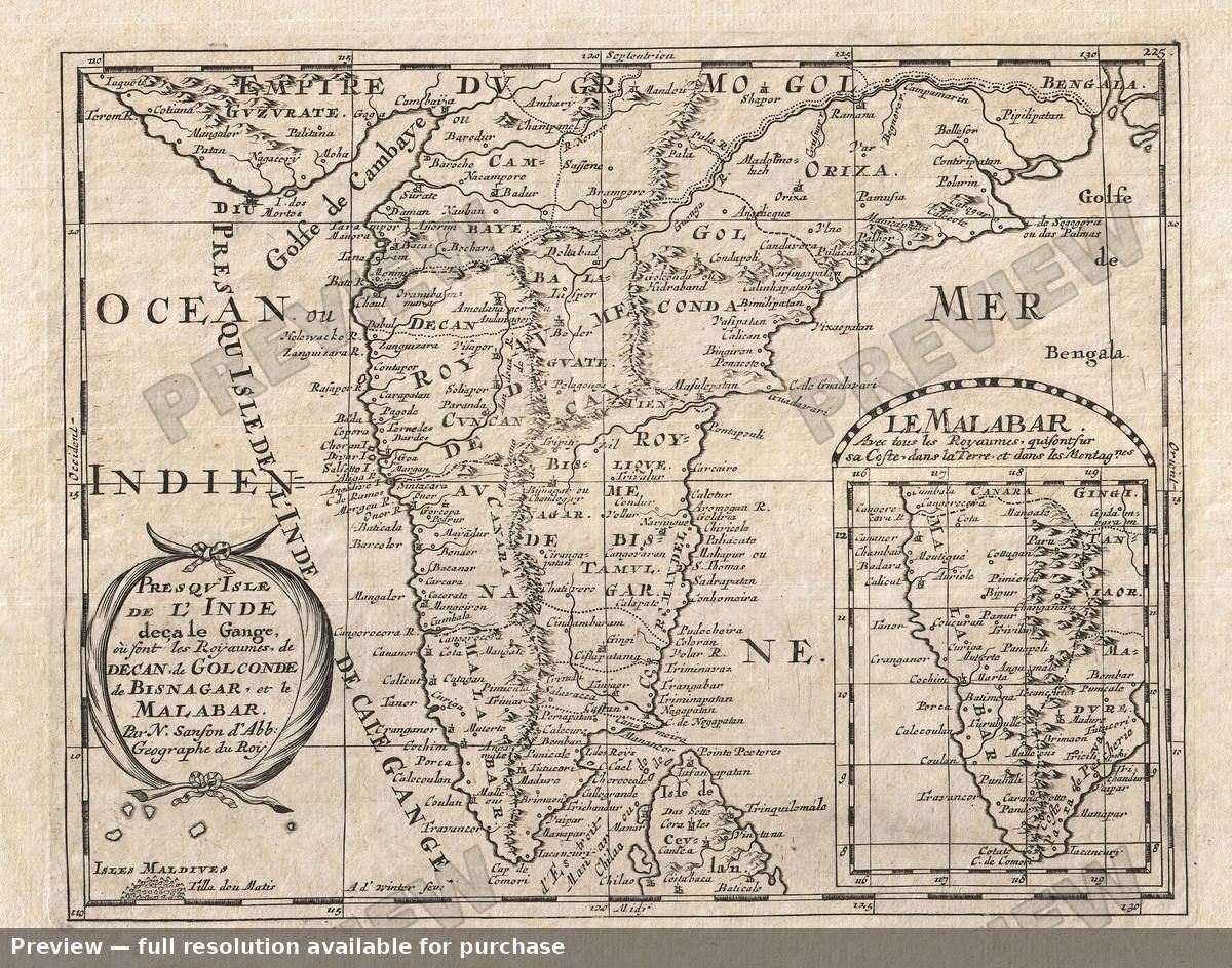 Antique map: India, 1652, 1652