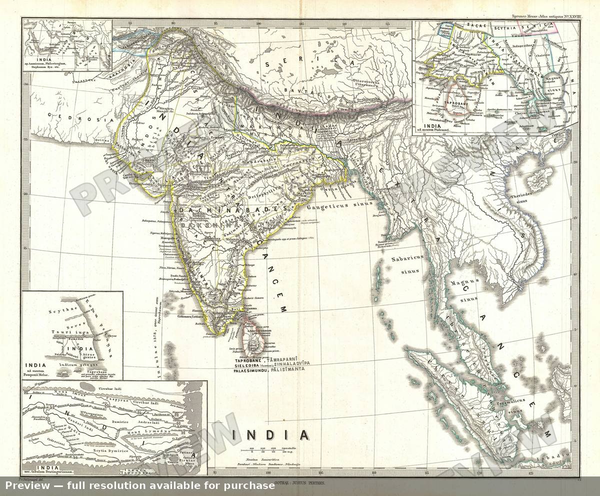 Antique map: India, 1865