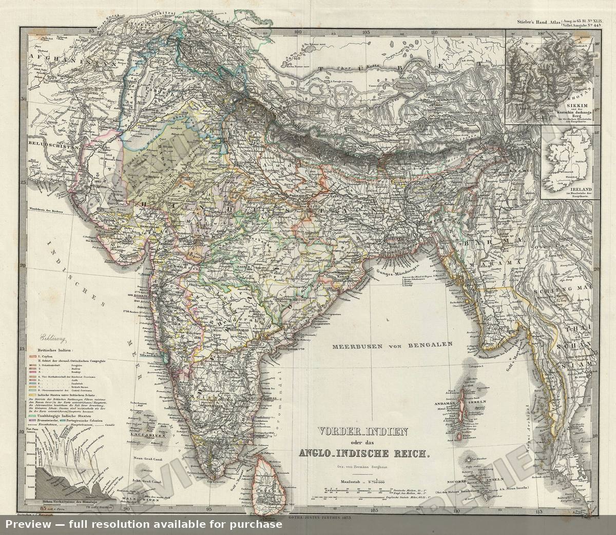 Antique map: India, 1873