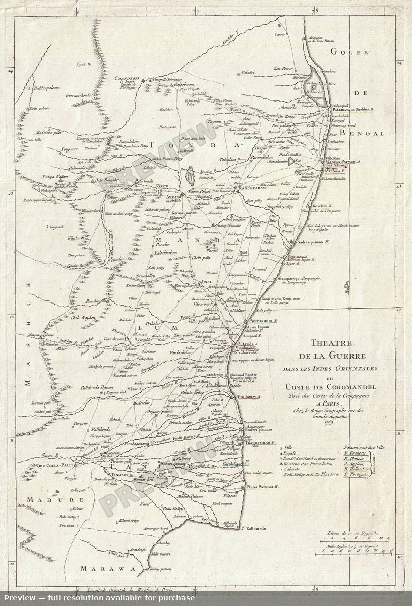 Antique map: India East, 1759, 1759