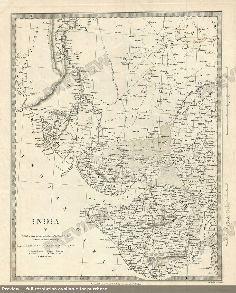Antique map: India Gujrat, 1833, 1833