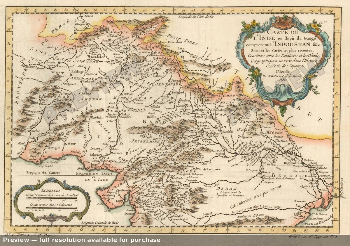 Antique map: India Indoustan, 1780, 1780