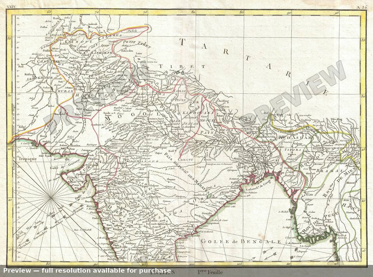Antique map: India North, 1770, 1770