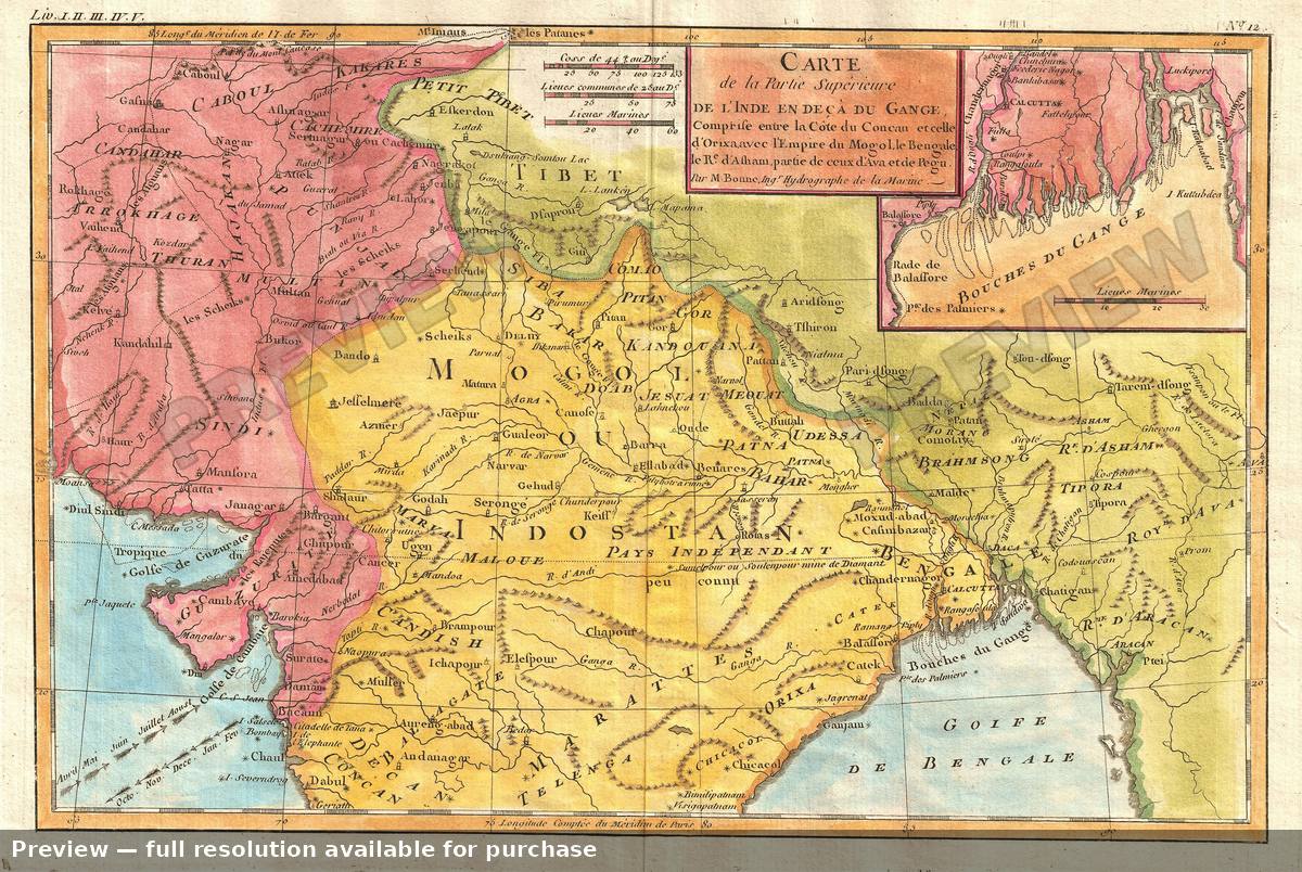 Antique map: India North, 1780