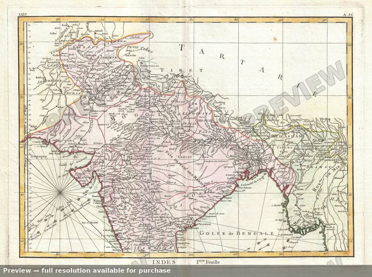 Antique map: India North 2, 1770