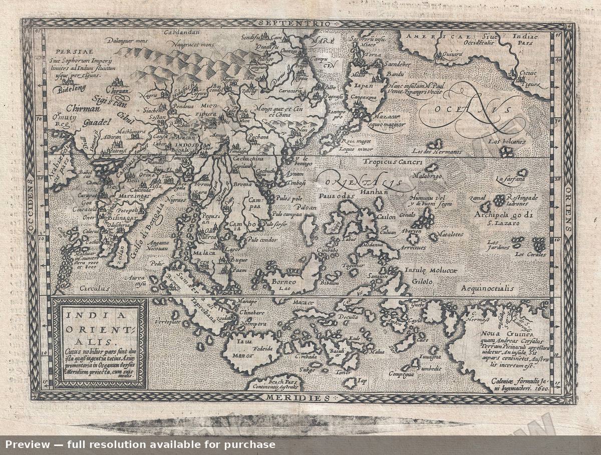 Antique map: India Orientalis, 1600, 1600