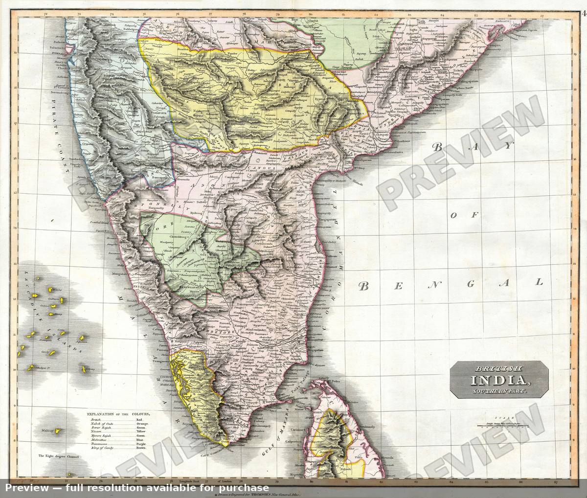 Antique map: India South, 1814, 1814