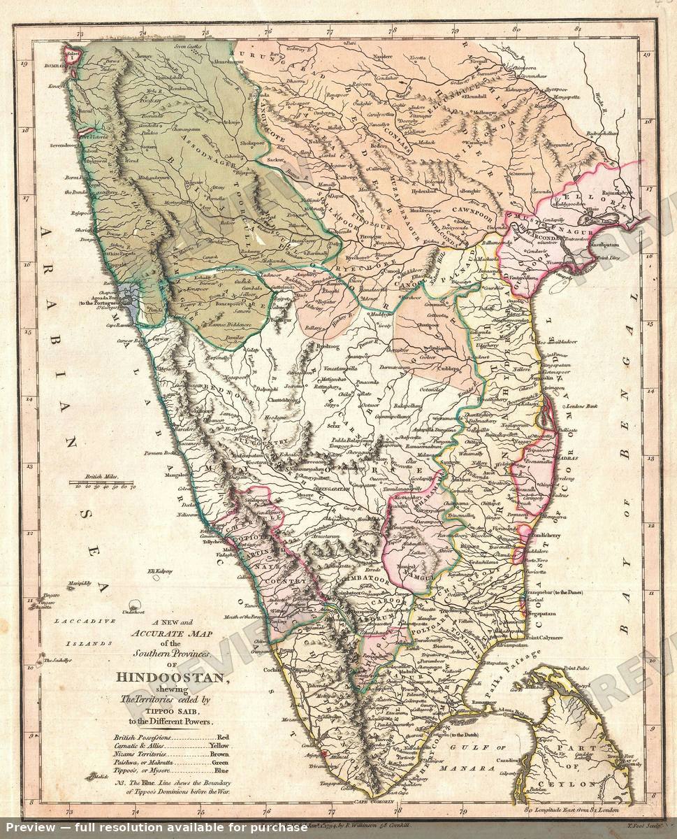 Antique map: India South, 1794, 1794
