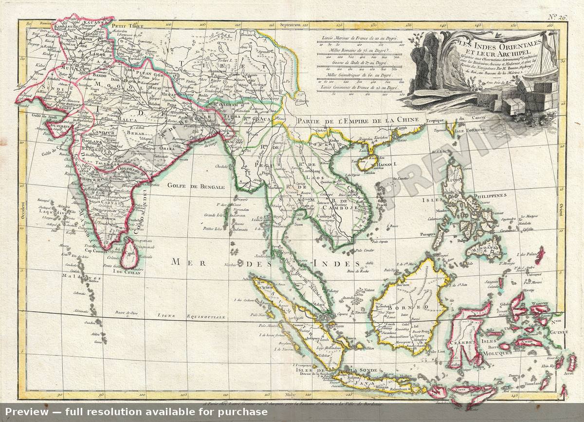 Antique map: India Southeast Asia, 1783, 1783