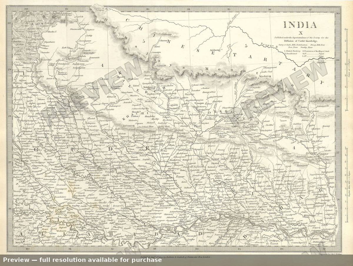 Antique map: India X, 1834, 1834
