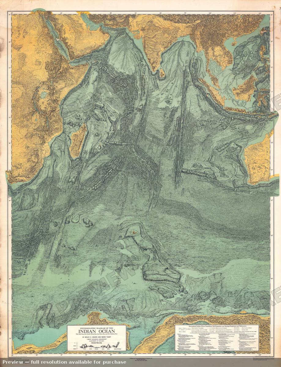 Antique map: Indian Ocean, 1964, 1964