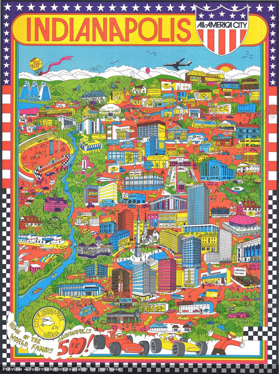 Antique map: Indianapolis, 1971