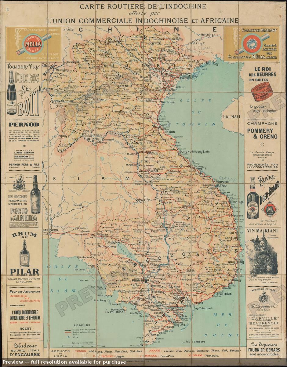 Antique map: Indochina, 1928, 1928