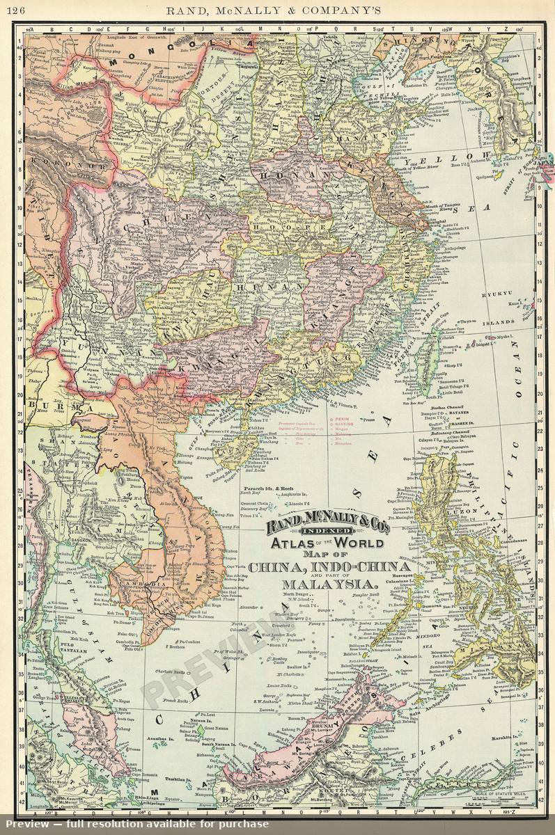 Antique map: Indochina Malay, 1895