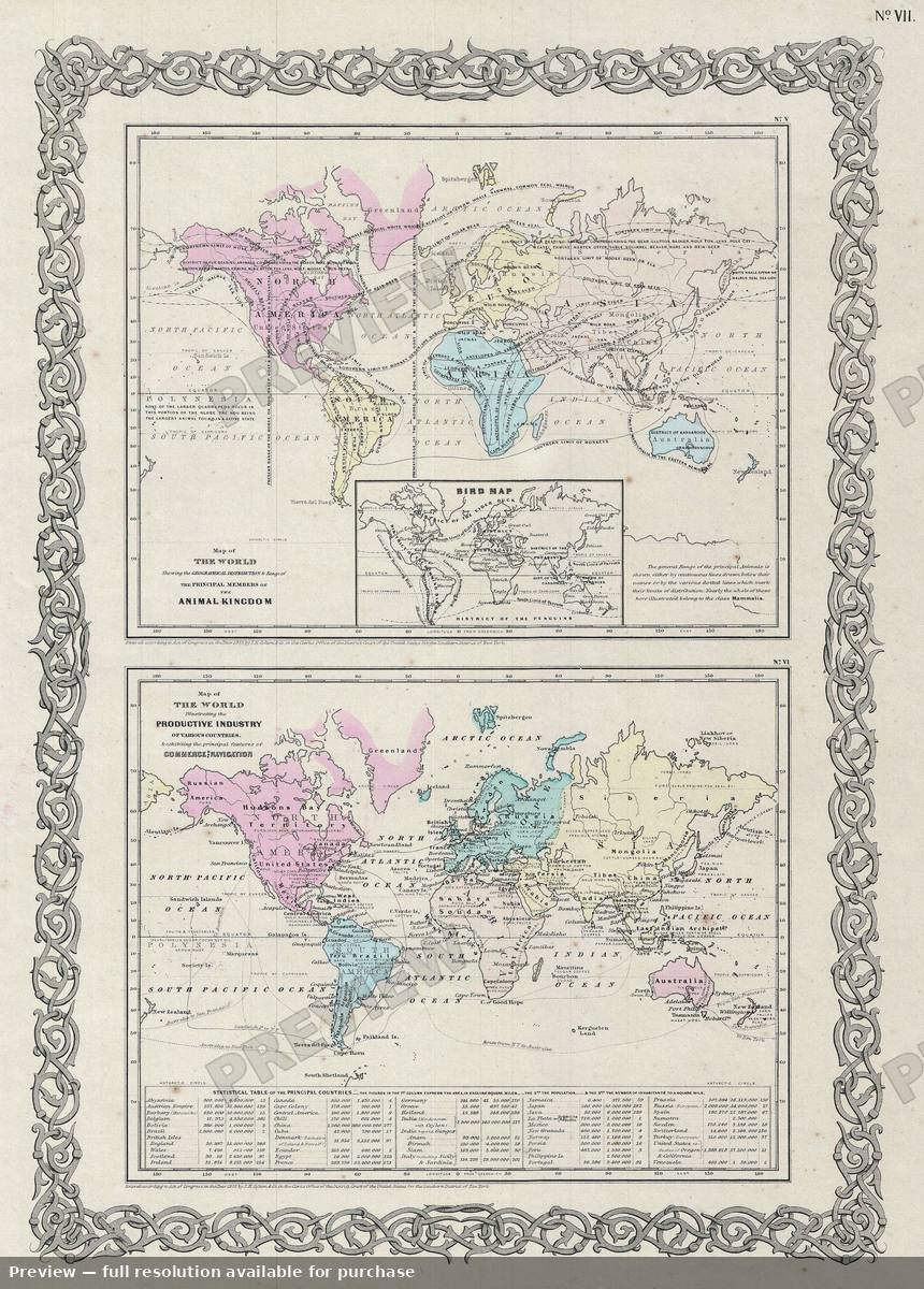 Antique map: Industry Animal, 1856