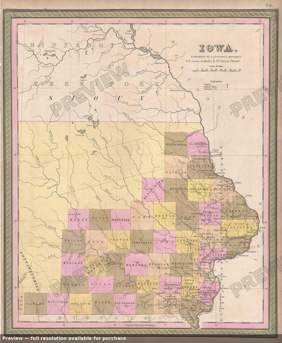 Antique map: Iowa 2, 1849, 1849