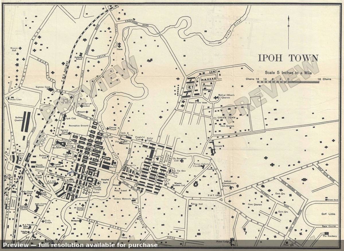 Antique map: Ipoh Town, 1933