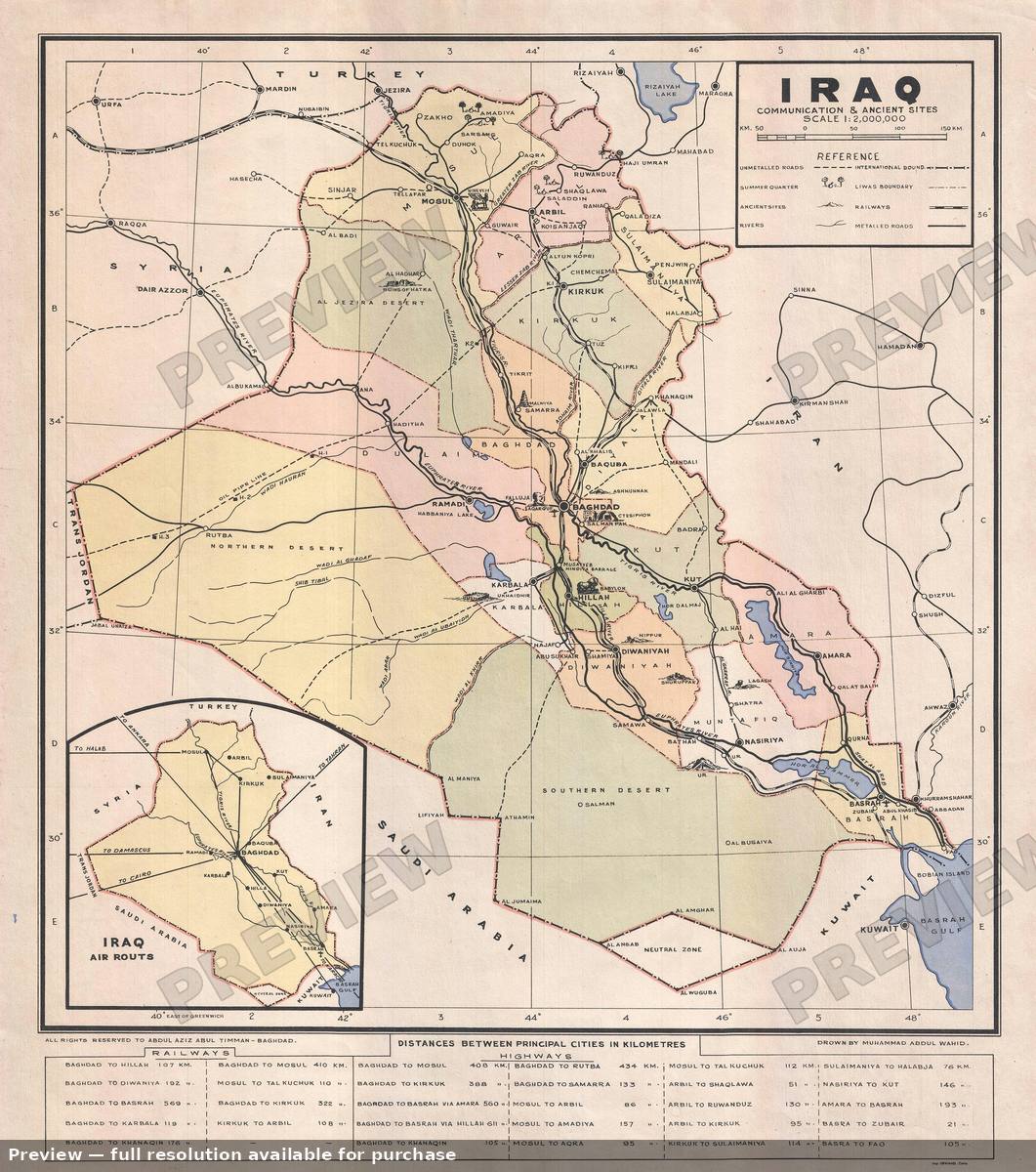 Antique map: Iraq, 1940, 1940