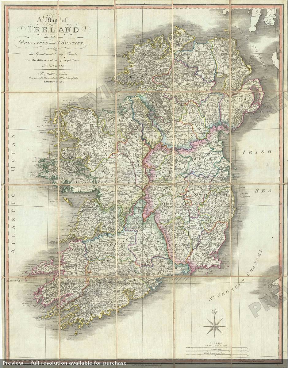 Antique map: Irealnd, 1798