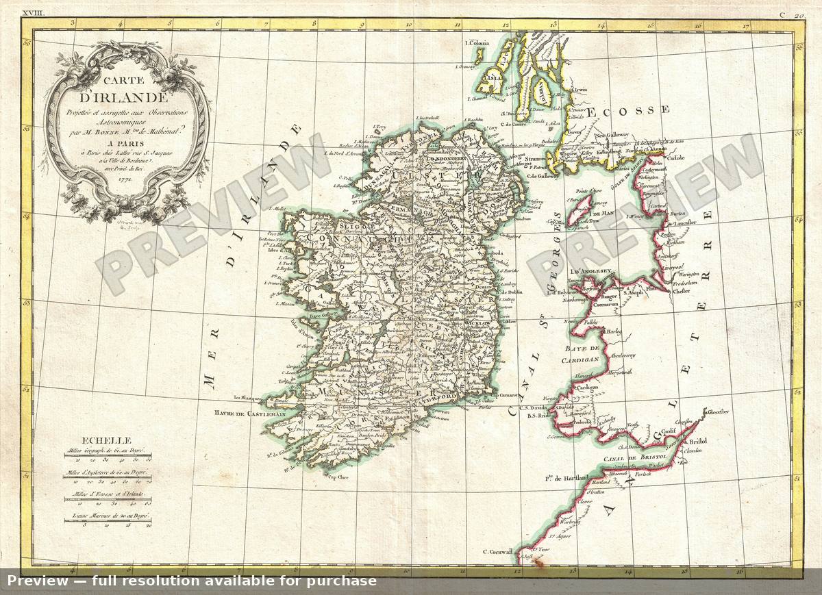 Antique map: Ireland, 1771