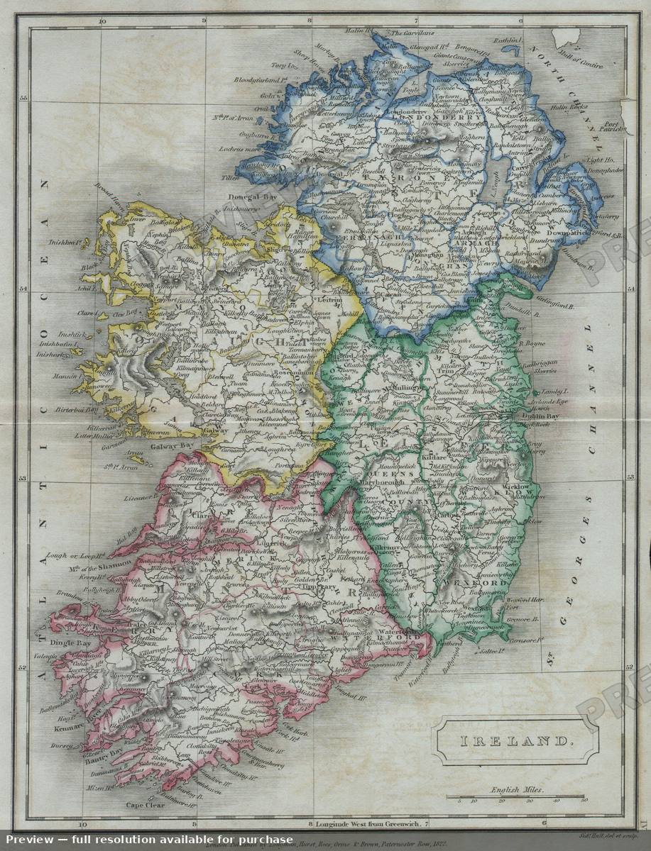 Antique map: Ireland, 1822