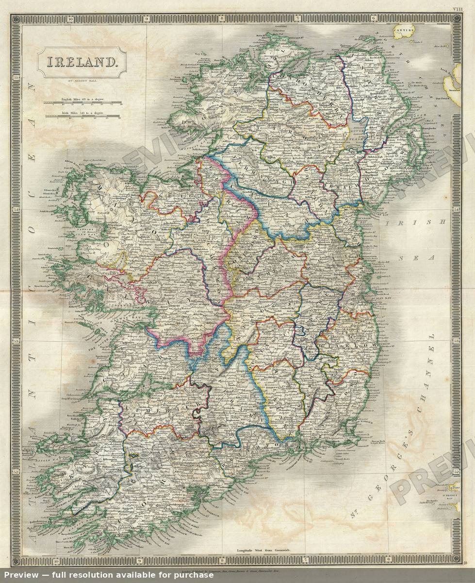 Antique map: Ireland, 1835