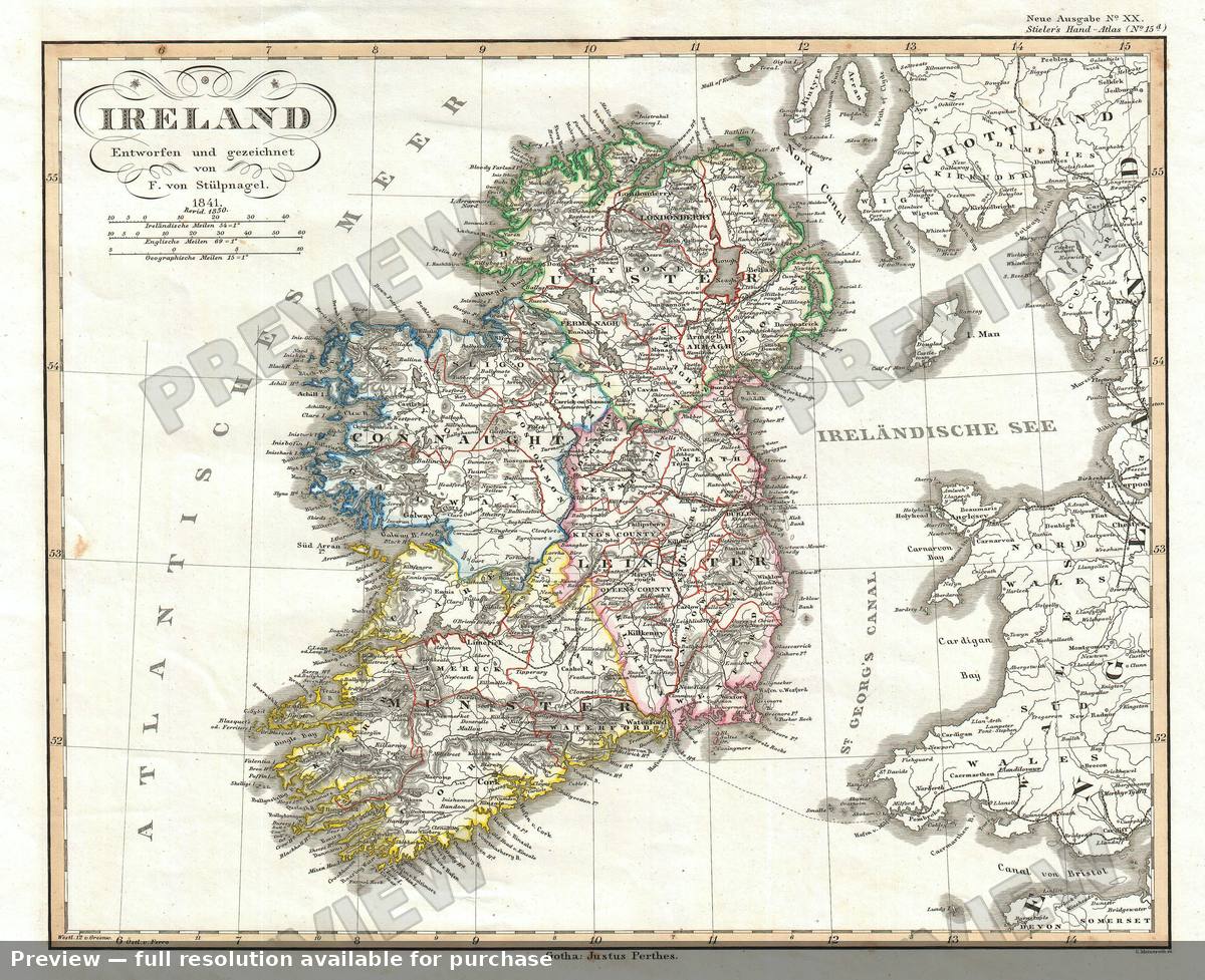 Antique map: Ireland, 1841, 1841