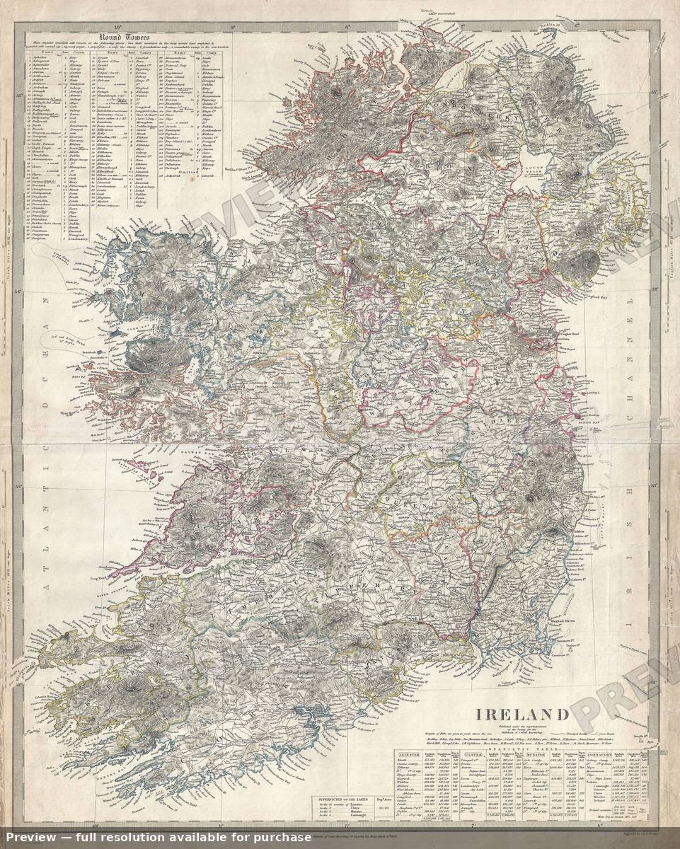 Antique map: Ireland, 1838, 1838