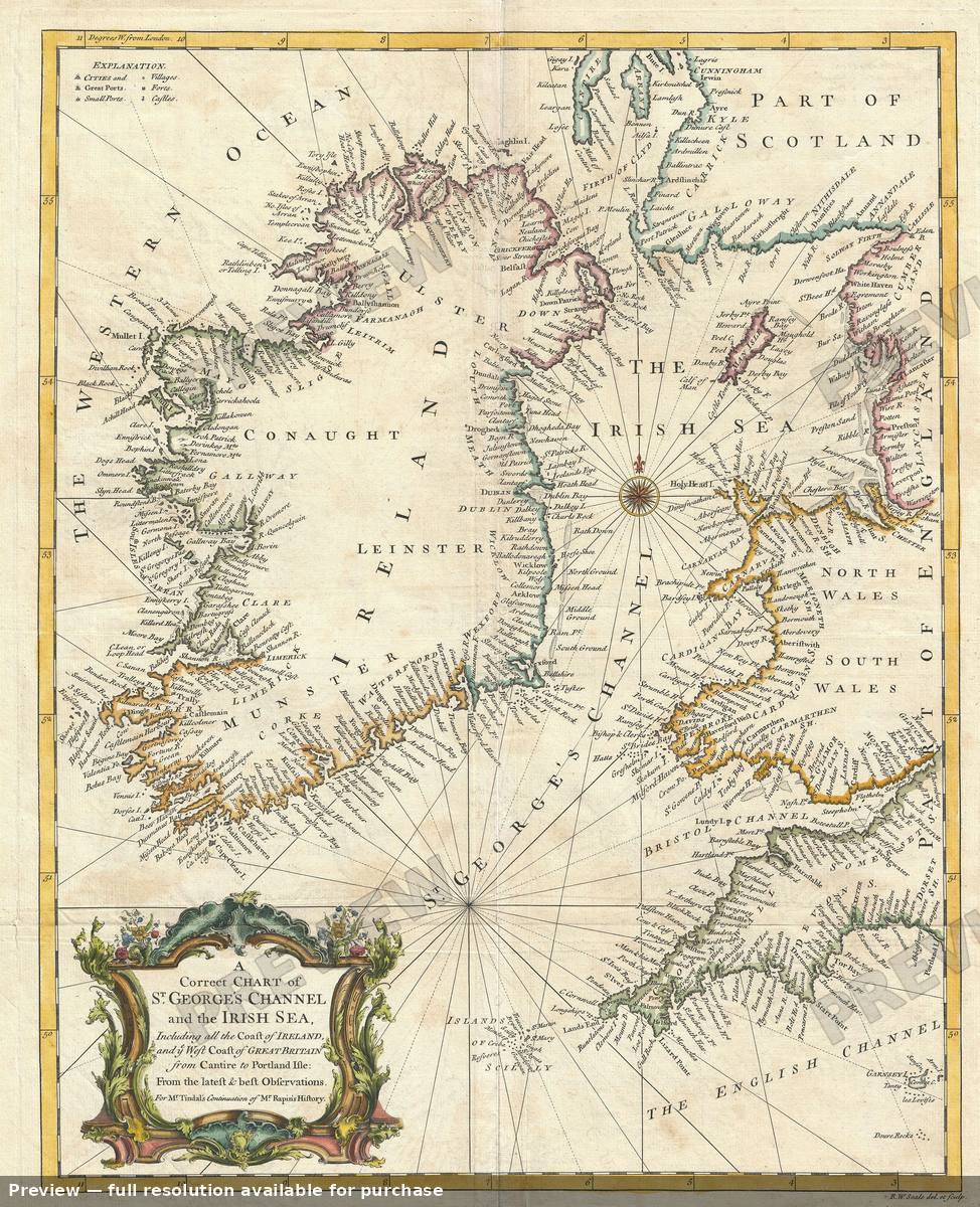Antique map: Ireland, 1747, 1747