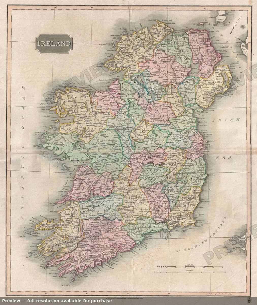 Antique map: Ireland, 1815, 1815
